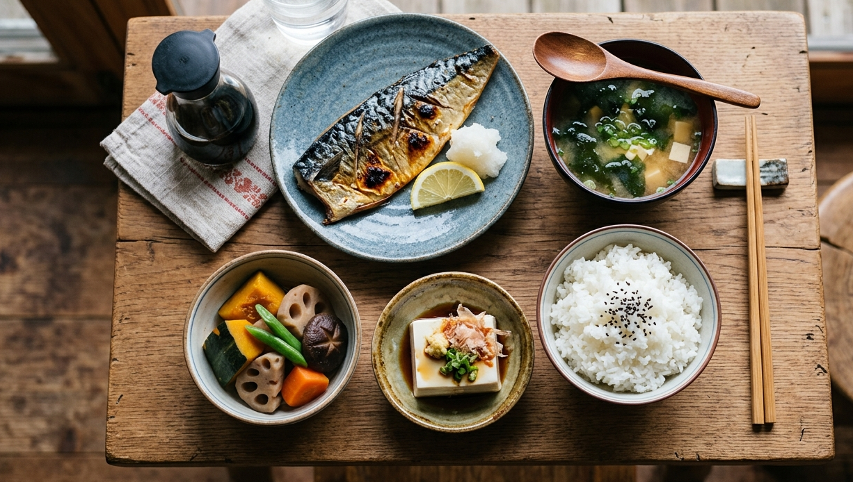 Dieta japonesa tradicional: miso, pescado, arroz y verduras